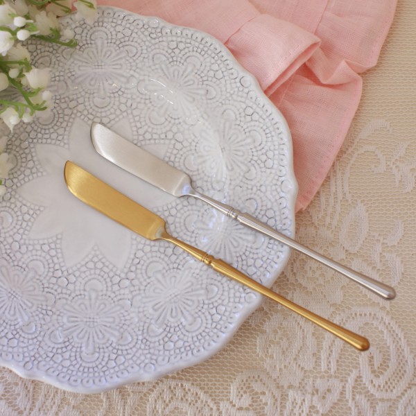 PARIS バターナイフ シルバー ゴールド おしゃれ つや消し ステンレス製 可愛い 輸入 輸入食器 カトラリー ヨーロピアン フレン