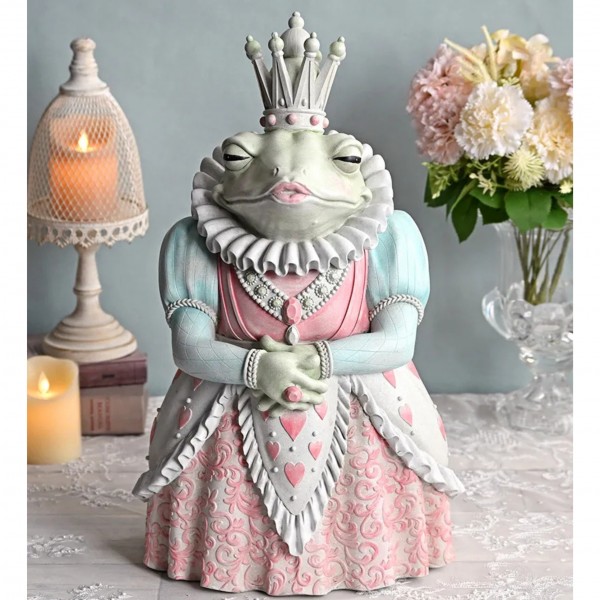 フロッグ クイーン オブジェ カエル 置物 かえる 女王 蛙 (1508) 可愛い ロココ調 姫系 フレンチテイスト 店舗装飾 ピンク