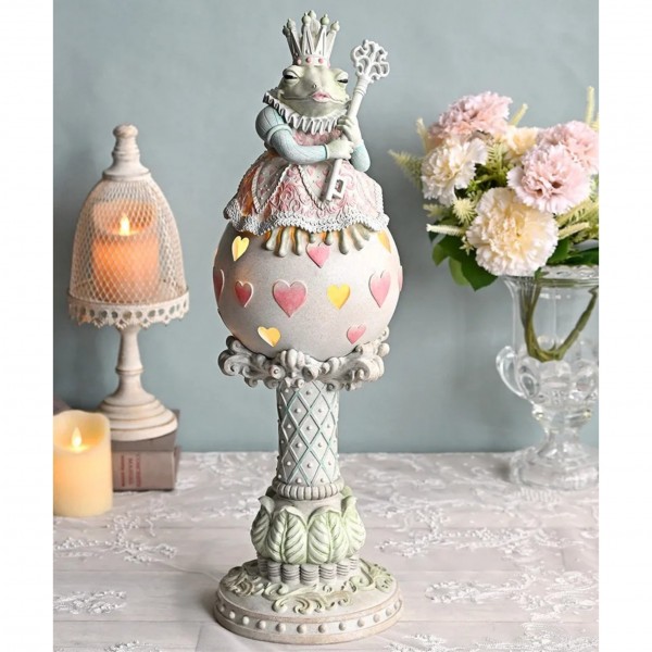 フロッグ プリンセス LEDランプ オブジェ カエル 置物 かえる お姫様  蛙 (1507) LEDライト 可愛い ロココ調 姫系 フレンチテイ