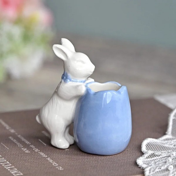 ミニチュア 小物入れ オブジェ ラビット うさぎ 置物 可愛い 陶器製 ブルームミニラビット  (089) アンティーク風 おしゃれ ウサ