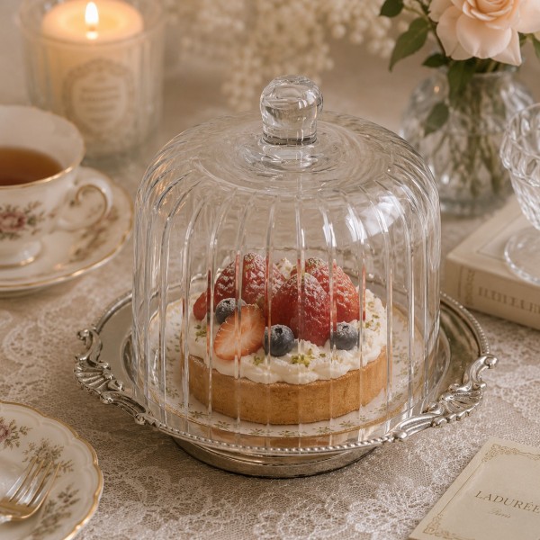 ケーキドーム付き シルバープレート シルバー プレート トレイ ルミエール ガラスドーム＆トレイ ショート (1536) シルバー食器 