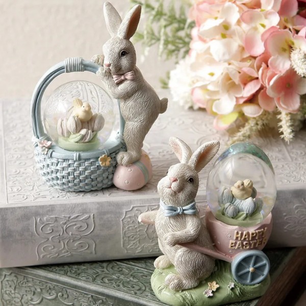 ラビット スノードーム オブジェ うさぎ ウサギ 置物 かわいい (1494) ボックス 可愛い シャビーシック 姫系 フレンチテイスト 