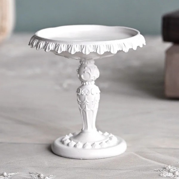 ミニスタンドトレイ トレイスタンド 飾り台 ホワイト オブジェ キャンドルホルダー (1510) 可愛い ロココ調 シャビーシック 姫系