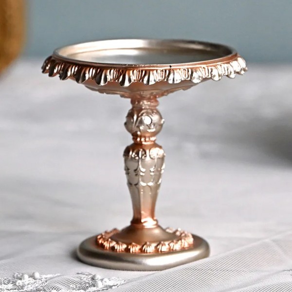 ミニスタンドトレイ トレイスタンド 飾り台 ゴールド オブジェ キャンドルホルダー ディスプレイスタンド (1511) 可愛い ロココ