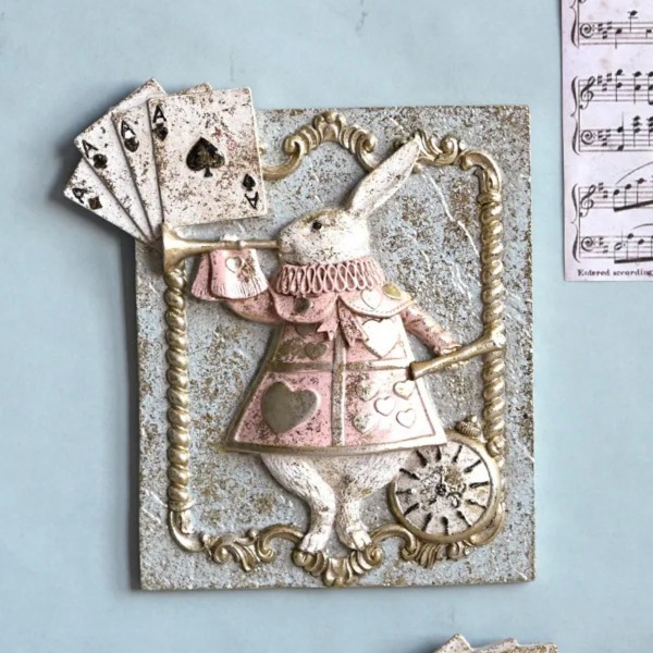 ワンダーランド ウォールオブジェ 壁飾り ラビット ブルー オブジェ うさぎ ウサギ 壁掛け (1600) アンティーク風 アンティーク