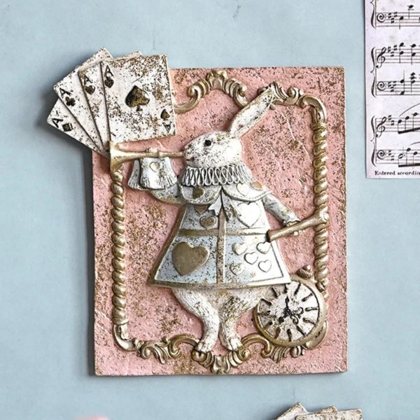 ワンダーランド ウォールオブジェ ラビット ピンク 壁飾り オブジェ うさぎ ウサギ 壁掛け (1601) アンティーク風 アンティーク