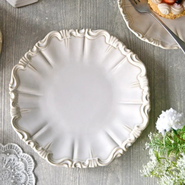 デザートプレート ホワイト 洋食器 ケーキプレート ラウンドプレート M ノブレス ケーキ皿 ナチュラル オフホワイト 和食器 北欧