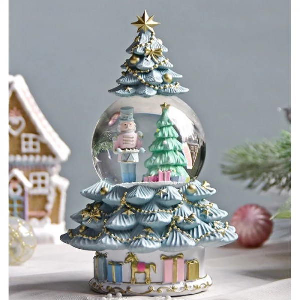 クリスマス置物 スノードーム ブルーツリー ソルジャー オブジェ クリスマスツリー 北欧 置物 可愛い クラシック アンティーク風