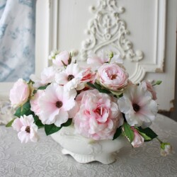 造花 フラワーアレンジメント ローズ ラナンキュラス ピンク 洋風 ギフト アーティフィシャルフラワー シルクフラワー アートフ