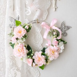 造花 壁飾り ミニリースB フラワーアレンジ 壁掛け ギフト インテリア アレンジ アーティフィシャルフラワー シルクフラワー ア