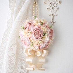 造花 壁飾り パールリボンB フラワーアレンジ 壁掛け ギフト インテリア アレンジ アーティフィシャルフラワー シルクフラワー 