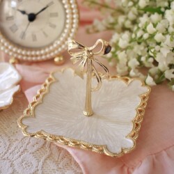 リボン アクセサリートレー トレイ リングホルダー ミニトレー ゴールド  アクセサリートレイ リングトレー ピアス 指輪 ギフト 