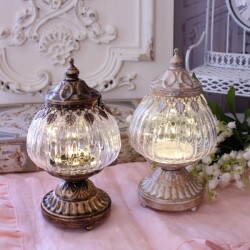 キャンドルライト LED ランタン テーブルライト LEDライト 置物 オブジェ 置き型 スタンド ショート  ホワイト (134)  ゴールド 