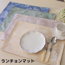 ランチョンマット はっ水 撥水 布製 ローズ 32×45ｃｍ ピンクベージュ グリーン ブルー ライラック ローズシリーズ プレースマッ