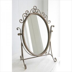 卓上ミラー スタンドミラー 鏡 ミラー フレンチカントリー ブロカント アンティーク調 アンティーク風 卓上 シャビーシック ヴィ