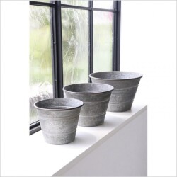 フラワーポット 鉢カバー ノーマ ラウンドポット ３点セット ポット プランター 鉢 シルバー ブリキ プランターカバー アンティ