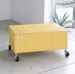 ストレージボックス スチール コンテナー 収納 イエロー 車輪付き 小物入れ ボックス ガーデニング 店舗什器 サイドテーブル