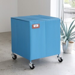 ストレージボックス スチール コンテナー 収納 ブルー 車輪付き 小物入れ ボックス ガーデニング 店舗什器 サイドテーブル