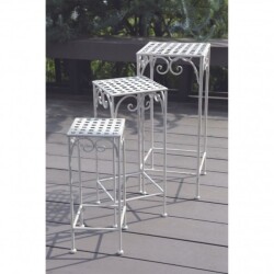 フラワースタンド ３点セット 花台 スクエア ホワイト ヴァイス ガーデニング フラワーラック 店舗什器 アンティーク調 シャビー