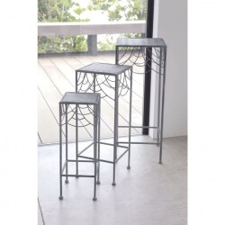 フラワースタンド ３点セット 花台 スクエア グレー ルデコ ガーデニング フラワーラック 店舗什器 アンティーク調 シャビーシッ