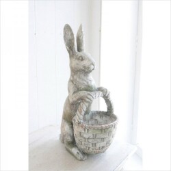 ラビット オブジェ ガーデンオブジェ バスケット うさぎ 置物 アンティーク調 ガーデニング ウサギ エクステリア 店舗什器 アン