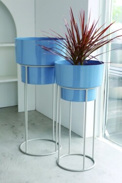 アポロ プランタースタンド ポットカバースタンド ２点セット フラワーポット ホワイト ブルー フラワースタンド プランター 鉢