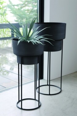 スミ プランタースタンド ポットカバースタンド ２点セット フラワーポット ブラック フラワースタンド プランター 鉢カバー 花