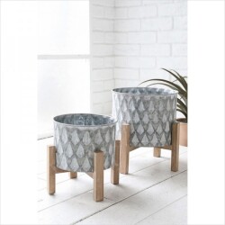 ウッドスタンド ブリキポットカバー ２個セット 鉢カバー プランターカバー プランター 鉢 フラワースタンド 花台 ガーデニング 