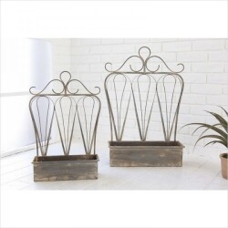 フラワーポット ハンギングポット ラスティ ウォールラック ２点セット フラワーラック ガーデンポット ガーデニング 壁掛けラッ