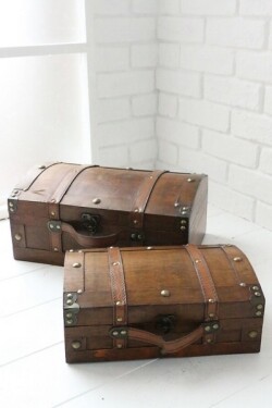 ラスティ シャローケース トランクボックス ２点セット トランクケース トランク 収納ボックス 木製 アンティーク調 リビング収
