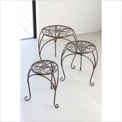 フラワースタンド 3点セット アイアン 花台 ラスティ３個セット 台座 ガーデニング フラワーラック 店舗什器 アンティーク調 フ