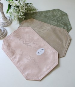 ティーマット はっ水 テーブルマット ダマスクローズ 撥水（八角）薔薇 お茶用 テーブルセンター 花柄 高級 ジャガード ドイリー