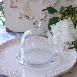 ガラス ドーム＆ソーサー ガラスケース ガラスドーム (1040) ガラス製 蓋付き ケース アンティーク風 アンティーク調 シャビーシ