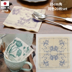 ペーパーナプキン 日本製 サトウキビ 無漂白 バガス 紙ナプキン バード ボタニカル 25cm シャビーシック フレンチテイスト ブロ