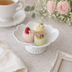 プチフール ケーキプレート 日本製 陶器 ケーキスタンド フラワー (364) 台座 可愛い スウィーツトレー アクセサリートレー 陶器