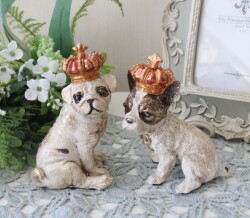 可愛いクラウンドッグ２種セット 86 フレンチブルドッグ パグ 可愛い おしゃれ アンティーク風 雑貨 輸入雑貨 Antique Shabby スタイルロココ