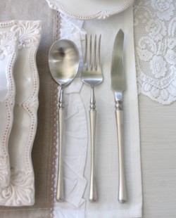 PARIS ディナーカトラリー シルバー ナイフ フォーク スプーン  ステンレス製 おしゃれ マットシルバー つや消し アンティーク風