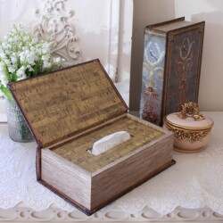 ブック ティッシュケース ティッシュカバー 本 ブック型 バード (130) アンティーク調 雑貨 アンティーク風 輸入雑貨 フレンチカ