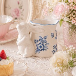 ミルクピッチャー 陶器 小物入れ ミルクポット ラビット うさぎ 可愛い 花柄 陶器製 ブルームラビットミルクピッチャー (091) ア