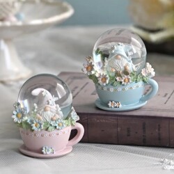 ノーム ミニスノードーム オブジェ 小人 妖精 北欧 置物 (1497)  可愛い シャビーシック ピンク ブルー フレンチテイスト かわい