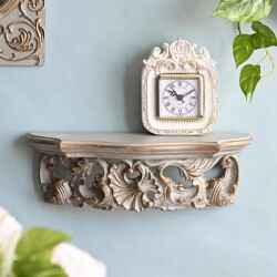 ヴェルサイユ ウォールシェルフ 壁飾り 置き型 飾り台 グレー ゴールド コンソール (1565) クラシック ロココ調 バロック シャビ