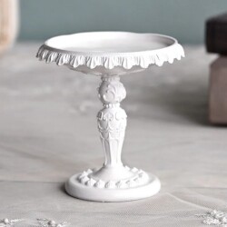 ミニスタンドトレイ トレイスタンド 飾り台 ホワイト オブジェ キャンドルホルダー (1510) 可愛い ロココ調 シャビーシック 姫系