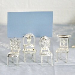 カードスタンド シルバー チェア ４個セット 椅子 ロココ調 アンティーク風 おしゃれ アンティーク調 クラシック ロココ 可愛い 