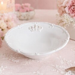 食器 クラウン ボウル ホワイト サラダボウル 陶器 持き スープボウル 深皿 洋食器 アンティーク調 陶器製 シャビーシック 可愛