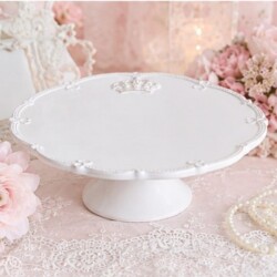 食器 クラウン ケーキスタンド プレート ホワイト 25cm プレートスタンド 洋食器 アンティーク調 陶器 シャビーシック 可愛い お
