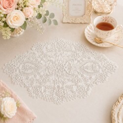 プレースマット ランチョンマット ドイリー レース ゴールド 刺繍 30×50 テーブルセンター ノーブルシリーズ (1441) アンティー