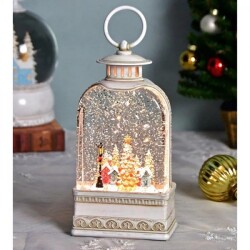 クリスマス スノードーム オルゴール LED リキッド ミュージック ランタン ホワイト クリスマスツリー ヴィレッジ 置物 可愛い 