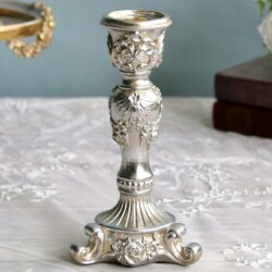 (SALE20%OFF) キャンドルスタンド シルバー アンティーク風 テーパーキャンドル ローズ キャンドルホルダー テーパー用 ロココ調