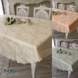 テーブルクロス 円形 ラウンドクロス はっ水 撥水加工 150cm ピンク アイボリー グリーン シャインローズ 薔薇柄 はっすい オフ