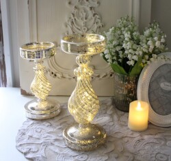 キャンドルホルダー LED マチルドエム フランス ガラス&LED キャンドルホルダー トール (518) ガラス 燭台 キャンドルスタンド 